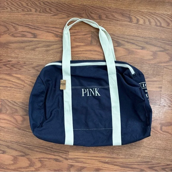 NWT Victoria Secret Love Pink Canvas Duffle Bag - Picture 6 of 8